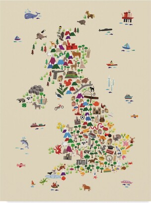 Trademark Global Michael Tompsett Animal Map of Great Britain & Ni For Children and Kids Beige Canvas Art