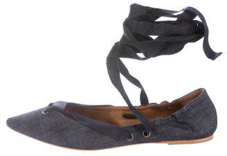 Tomas Maier Denim Pointed-Toe Flats w/ Tags