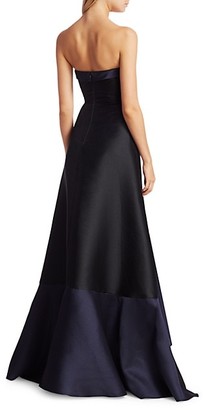 Marchesa Notte Strapless Two-Toned Mikado Gown
