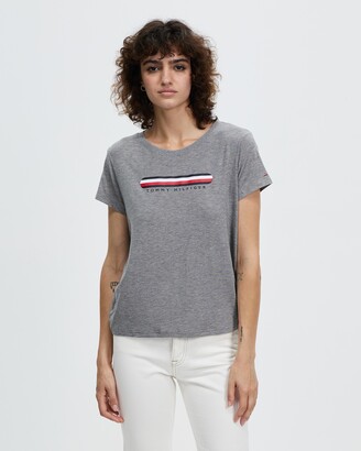 Tommy Hilfiger Women's Grey T-Shirts - Lounge Logo SeaCell T-Shirt - Size S at The Iconic