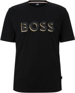 HUGO BOSS Cotton-jersey regular-fit T-shirt with printed logo