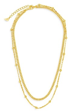 Sterling Forever Double Layer Beaded Chain Necklace, 16