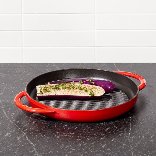 Staub 10" Round Double Handle Pure Grill Cherry