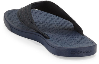 Giorgio Armani Men's Nylon-Web Thong Sandals, Blue