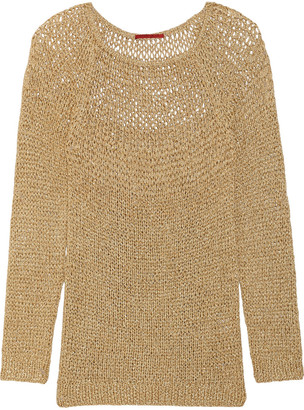 Tibi Tamara Mellon Open-knit metallic sweater