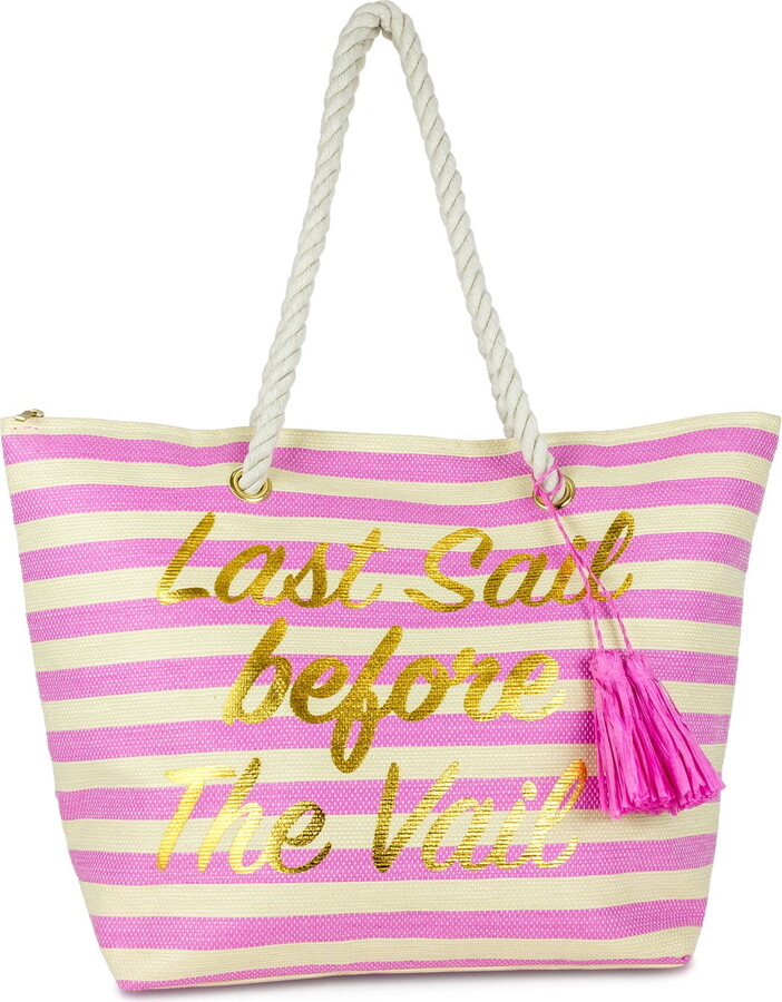 Magid Women’s Striped ‘Last Sail Before The Vail’ Straw Beach tote Bag
