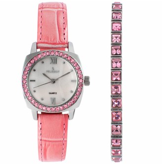 Peugeot Women's Crystal Leather Watch & Bracelet Set - 3048PST