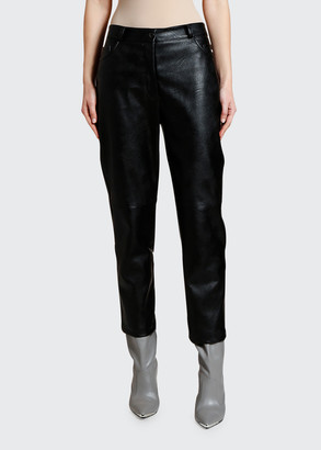 black leather cropped pants