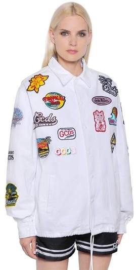 Patch Embroidered Cotton Denim Jacket Shopstyle