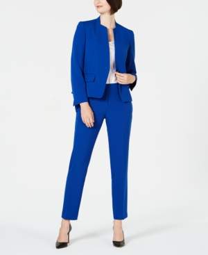 Le Suit Collarless One-Button Pantsuit