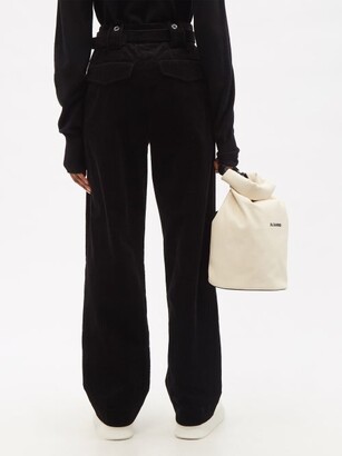 Jil Sander Belted Cotton-corduroy Wide-leg Trousers - Black