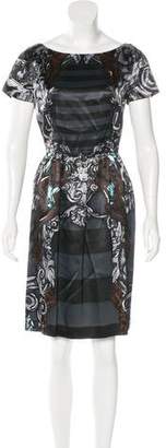 Prada Mixed Print A-Line Dress