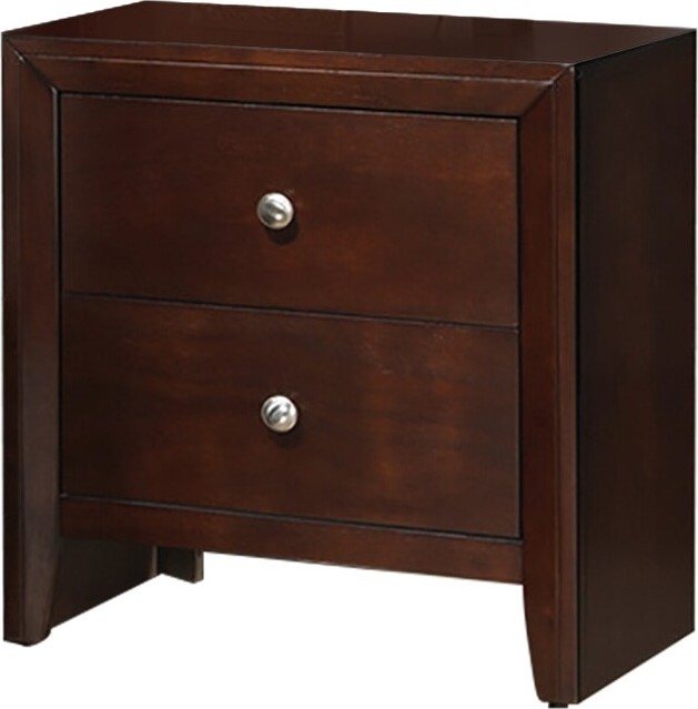 RASOO Complete Functional Wooden Brown 2drawer Nightstand, Rubber Wood