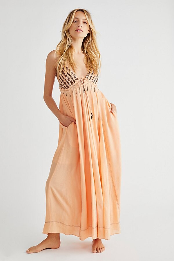 Details about   $300 New Free People  Maxi Dress Orange Sleeveless ______ B9D2