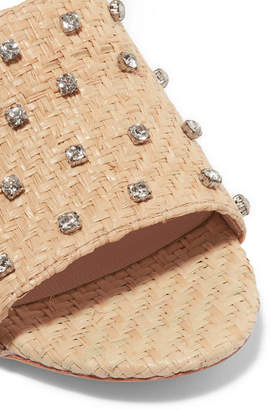 Loeffler Randall Tilly Crystal-embellished Woven Raffia Wedge Sandals