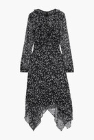Thumbnail for your product : Mikael Aghal Asymmetric Belted Ruffled Printed Crepon Dress