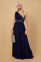 Thumbnail for your product : Little Mistress Sonja Navy Embellished One-Shoulder Maxi Dress