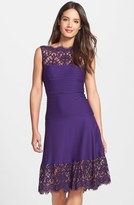 Thumbnail for your product : Tadashi Shoji Lace Trim Pintuck Jersey Fit & Flare Dress