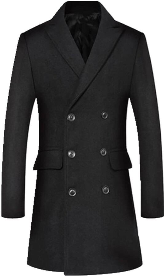 N\P Winter Wool Coat Men Double Breasted Overcoats Trench coat Men Pea