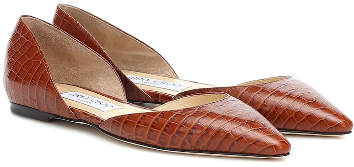 brown croc flats