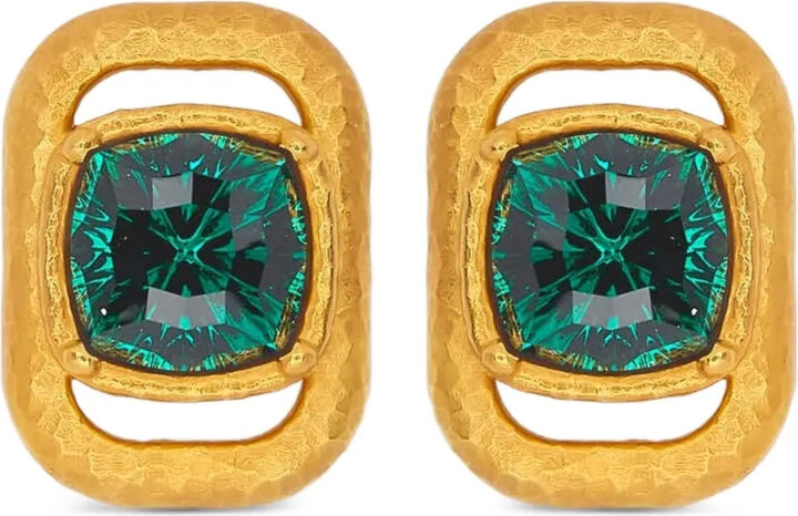Oscar de la Renta Square-Frame Crystal-Embellishment Earrings