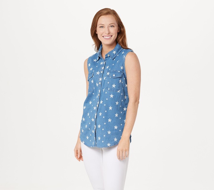 denim sleeveless top