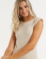 Thumbnail for your product : New Look shoulder pad tshirt dress in stone