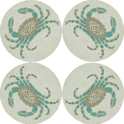 Saro Glass Beads Shells Animals/Nature Round Placemat