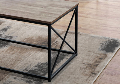 Latitude Run Modern Living Room Table 3Pcs: Brown Laminate, Black Metal Base Structure
