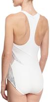 Thumbnail for your product : Carmen Marc Valvo Paneled Mesh High-Neck One-Piece Swimsuit, White