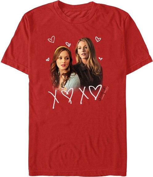 Gossip Girl Men'sGossipGirlBlairandSerenaXOXOT-Shirt-Red-Large