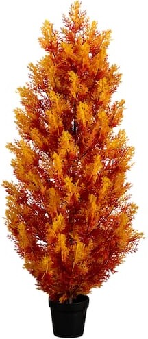 Nearly Natural 4Ft UV Resistant Autumn Artificial Fall Cedar Tree (Indoor/Outdoor) By in Orange