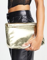 Thumbnail for your product : ASOS DESIGN roll top clutch bag in gold