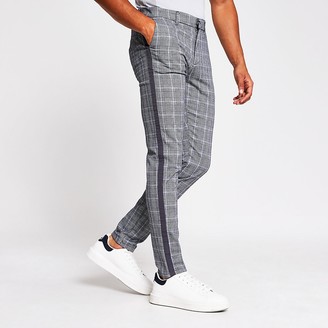 mens skinny check chinos