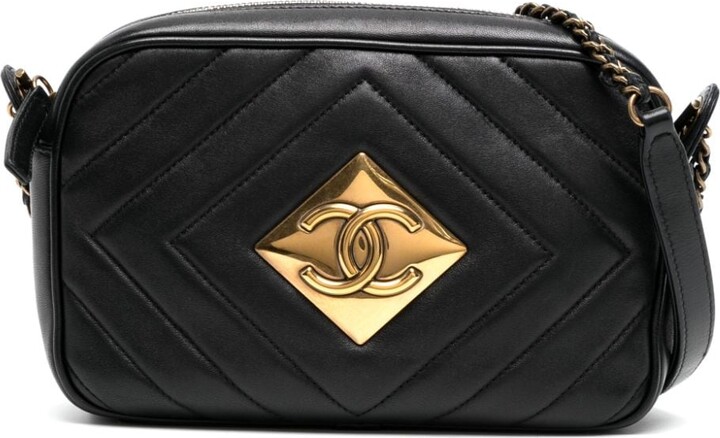 Chanel La Pausa Evening Bag Chevron Lambskin with Applique at