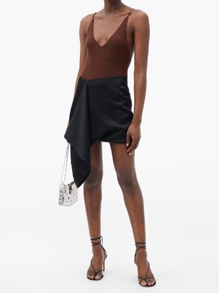 ATLEIN Draped Satin Mini Skirt - Black