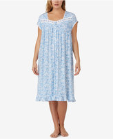 Thumbnail for your product : Eileen West Plus Size Lace-Trimmed Printed Knit Nightgown
