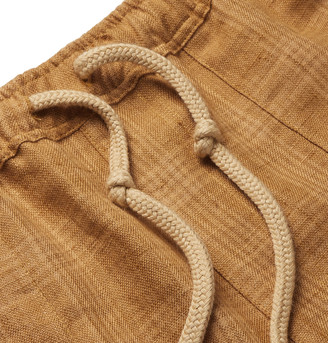 Nanushka Jem Checked Linen Drawstring Shorts - Yellow