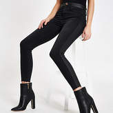 Thumbnail for your product : River Island Black faux leather side stripe Molly jeggings