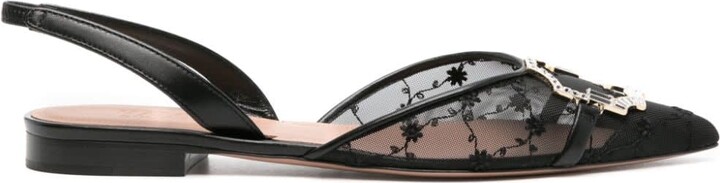 Malone Souliers Misha Embellished Mesh Slingback Ballet Flats