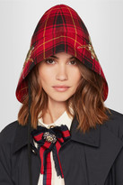 Thumbnail for your product : Gucci Iris Embroidered Checked Wool Hat - M