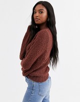 Thumbnail for your product : Asos Tall ASOS DESIGN Tall cable jumper in lofty yarn with volume sleeve