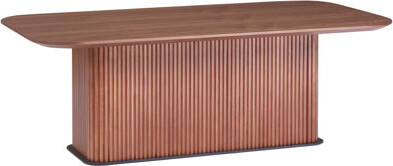 Latitude Run  Rectangular Coffee Table Walnut Wood Metal Feet Fashion - Forward Design Modern Homes Wood Surface Table With Frame Simple Colors For Practica
