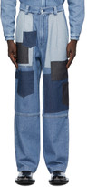 Thumbnail for your product : Sunnei Blue Loose-Fit Patchwork Jeans