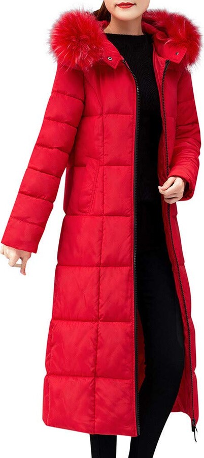 long red padded coat