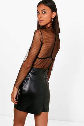 boohoo Embellished Side Leather Look Mini Skirt
