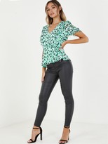 Thumbnail for your product : Quiz Chiffon Frill Peplum Blouse - Green