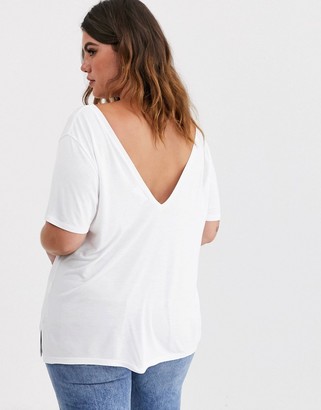 ASOS DESIGN Curve oversized v front and v back t-shirt in white