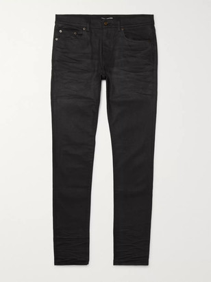 Saint Laurent Skinny-Fit 15cm Hem Coated-Denim Jeans