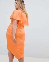 Thumbnail for your product : ASOS Curve DESIGN Curve wrap skirt midi dress in satin